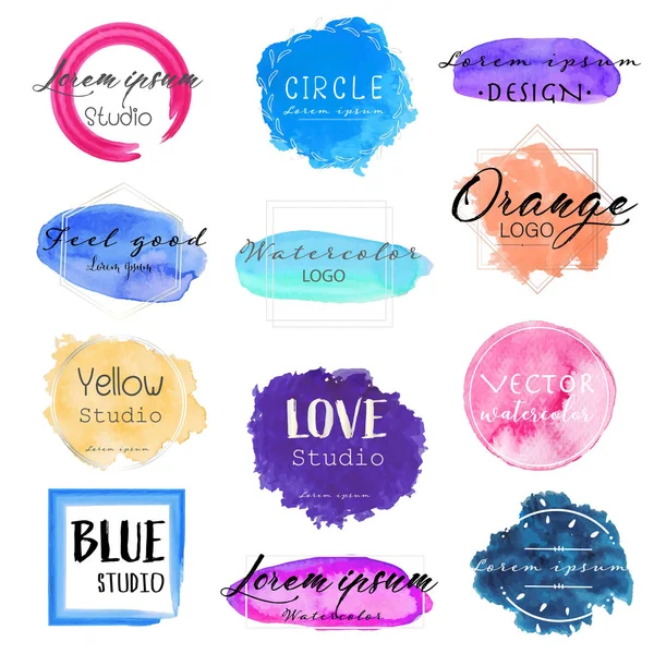 Ensemble de logos aquarelle peu originaux, et illisibles.
